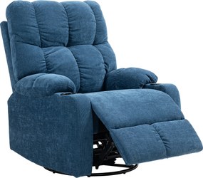 HOMCOM Fotel Relax z podnóżkiem, leżak obrotowy, do 150 kg, konstrukcja stalowa, 88x96x108cm, Granatowy