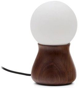 Ciemnobrązowa lampa stołowa z litego drewna kauczukowego (wysokość 26 cm) Okeni – Kave Home