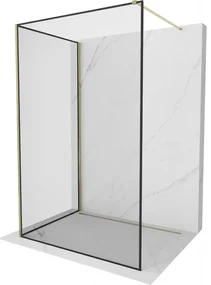 Mexen Kioto ścianka prysznicowa Walk-in 90 x 70 cm, czarny wzór, złota - 800-090-212-50-70-070
