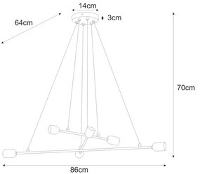 Czarna lampa wisząca 6-punktowa loftowa - A728-Akma