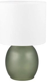 Biało-zielona lampa stołowa z tekstylnym kloszem (wys. 29 cm) Vela – Trio