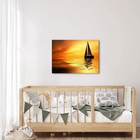 Obraz - Żaglówka o zachodzie słońca (70x50 cm)