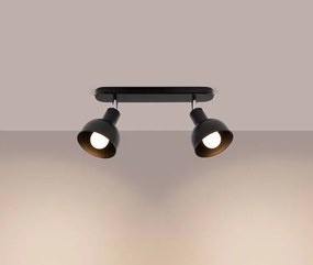 Czarna metalowa lampa sufitowa z 2 reflektorkami - A623 Uvex