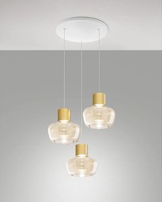 Lampa wisząca LED Kino 36W 3900lm 3000K, ściemnialna, metalowa i ze szkła borokrzemianowego, w kolorze koniakowym - Kino