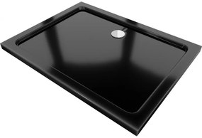 Mexen Flat brodzik prostokątny slim 100 x 70 cm, czarny, syfon chrom - 40707010