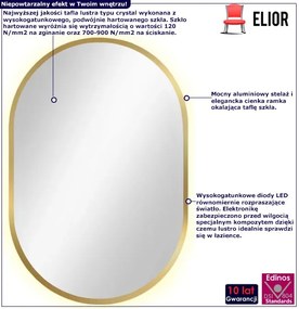 Złote lustro led w stylu glamour 95x40 cm - Fonsi 3X