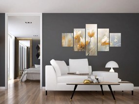 Obraz - Malowanie tulipanów (125x70 cm)