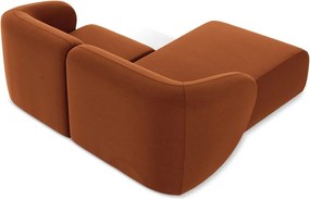 Aksamitny narożnik (lewostronny/z szezlongiem) w kolorze terakoty Lani – Makamii