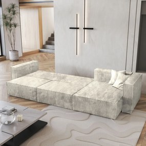 Masseno Narożnik TOLMO z funkcją spania i pojemnikiem na pościel Narozniki L, Rozkładana sofa - Kremowy, POSO 100