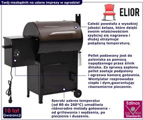 Grill na pellet z kominem czarny 104 cm B8-N99