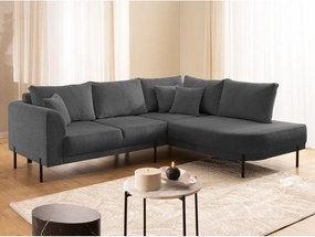 Ciemnoszary narożnik z tkaniny szenilowej (prawostronny/w kształcie litery L) Mauris – Ropez