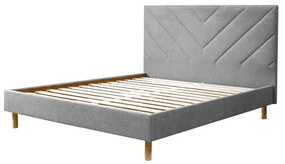 Jasnoszare tapicerowane łóżko dwuosobowe ze stelażem 140x190 cm Romane – Bobochic Paris