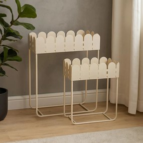 Zestaw 2 metalowych kwietników stojących z falowanym brzegiem SENSE