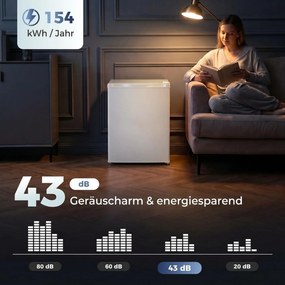 HOMCOM Mini-zamrażarka 59 l, zamrażarka stołowa, wymienny zawias drzwi, wyjmowane półki, regulacja temperatury, Biały | Aosom PL