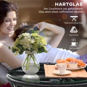 Outsunny Stolik ogrodowy w stylu boho, odporny na warunki atmosferyczne, PE-Rattan, 40 cm x 40 cm x 42 cm, Czarny