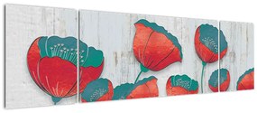Obraz - Maki - nafta (170x50 cm)