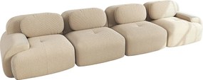 Sofa 4-osobowa z podłokietnikami i tapicerowanym oparciem, beżowy sztruks - idealna do salonu