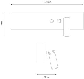 Kinkiet, lampka nocna Resort Czarny right 10W + 3W LED 4000K