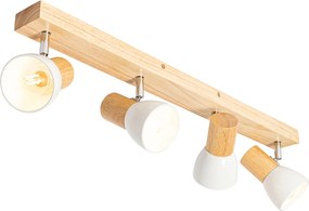 Drewniany plafon z regulowanym białym światłem 4-punktowym - Thorin