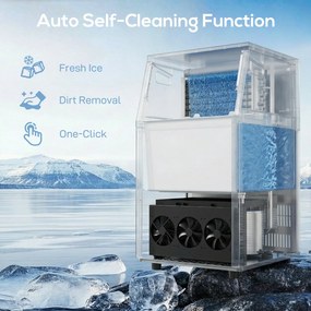 HOMCOM Komercyjna maszyna do lodu, 55 kg/24 h stal nierdzewna, wolnostojąca lub do zabudowy z 13 kg pojemnikiem | Aosom PL