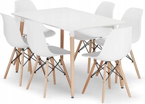 Valora YURO Stół prostokątny 120x80 biały + 6 krzeseł OSAKA White