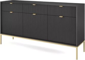Cubero komoda 3 szuflady 154 cm nowoczesna ryflowany front metalowe nóżki