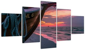Obraz łodzi na brzegu (125x70 cm)