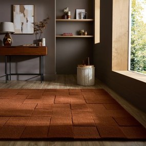 Wełniany dywan tkany ręcznie w kolorze terakoty 200x290 cm Checkerboard – Flair Rugs