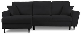 Czarny rozkładany/ze schowkiem narożnik z materiału bouclé (lewostronny/z szezlongiem) Kyoto – Cosmopolitan Design
