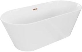 Mexen Flavia wanna wolnostojąca 150 x 75 cm, biała, przelew różowe złoto - 54031507500-60