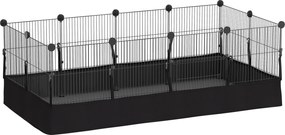 PawHut Wybieg dla małych zwierząt z 12 panelami, klatka dla królików, świnek morskich, 120x60x40 cm, czarny | Aosom PL