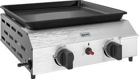 Outsunny Grill Gazowy 8000BTU/2,4 KW z 2 Palnikami ze Stali Nierdzewnej 44 x 44,5 x 19 cm Srebrny+Czarny