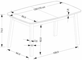Rozkładany stół dąb aritsan + czarny  E3-B14