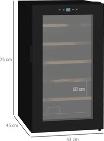 HOMCOM Chłodziarka na wino Czarna Lodówka na 43x45x75cm do eleganckiego przechowywania wina | Aosom PL
