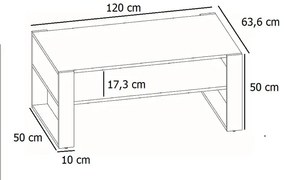 Ława Do Salonu Z Półką Dąb + Czarny P9-F32