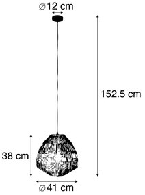 Wiejska lampa wisząca bambusowa 41 cm - Bishop Rustykalny / Vintage Oswietlenie wewnetrzne