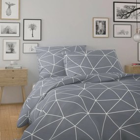Kvalitex Bawełniana pościel Nordic Grid szara, 140 x 200 cm, 70 x 90 cm