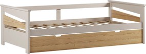Łóżko wysuwane 2 x 90 x 190 cm - MDF - Naturalny i beżowy + Materac - LURAVO