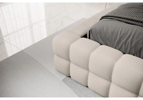 Beżowe tapicerowane łóżko dwuosobowe ze schowkiem ze stelażem 140x200 cm Dizzle – ELTAP