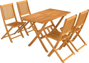 Outsunny Zestaw mebli ogrodowych FSC z drewna, 5-cz., składany stół z 4 krzesłami, lamelowy design | Aosom PL