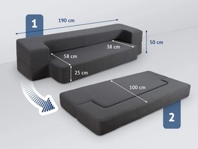 Sofa-materac 2w1 ciemnoszara  CHARCOAL/G
