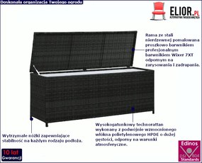 Czarna skrzynia do ogrodu z technorattanu - Werik