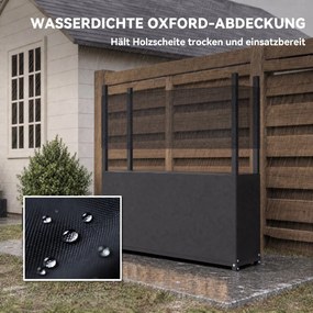 Outsunny Stojak na drewno 106 x 25 x 113 cm regał na drewno z pokrowcem 600D-Oxford rama stalowa do 250 kg Czarny | Aosom PL