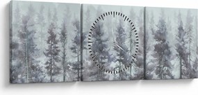 Obraz - Pine forest II, aquarel (z zegarem) (90x30 cm)