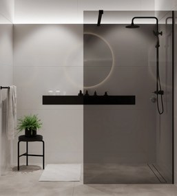 Ścianka prysznicowa WALK IN FIX grafitowa prostokątna 8 mm Molis Classic Grafit MASSI | rożne rozmiary : Kolor profili kabiny - złoty szczotkowany, Szerokość ścianki - 100 cm, Typ montażu - WALK in FIX (Do ściany)