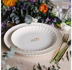 Zestaw obiadowy 27 elementów biały/złoty/porcelana