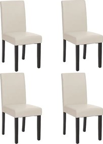 Krzesło do jadalni Littau (zestaw 4 sztuk),  Sztuczna skóra, biała, ciemne nogi