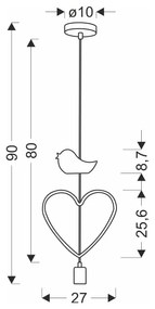 Biało-różowa lampa dziecięca z metalowym kloszem Single – Candellux Lighting