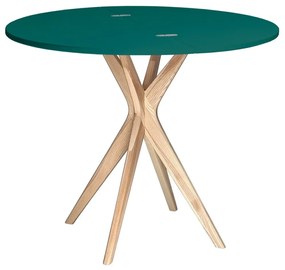 Stół półokrągły CUTTI 90x90 rozkładany zielony/jesion RAGABA