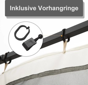 Moskitiera Outsunny do Pawilonu 3x3 z 4 Bocznymi Panelemi, Siatka Przeciwko Owadom z Zamkami i Haczykami, Siatka Nylonowa, Czarna